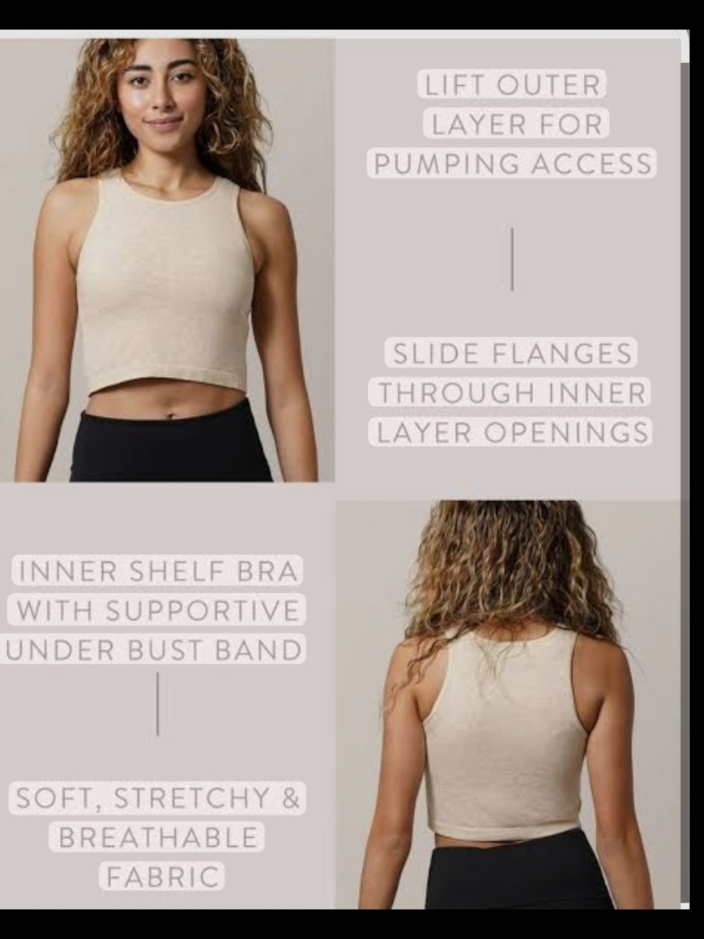 Kindred Bravely Bamboo Nursing Top Ribbed Crop Tank Top -Oatmeal Large